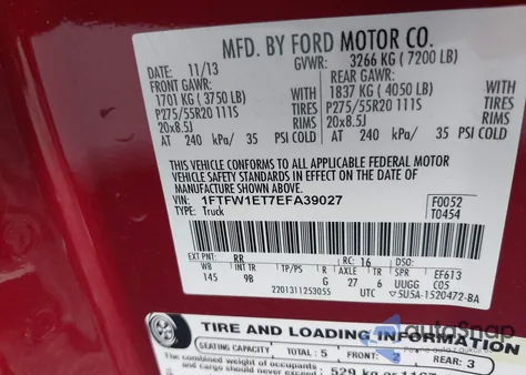 2014 Ford F-150 Platinum из США, поврежденный, VIN 1FTFW1ET7EFA39027